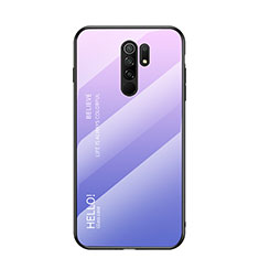 Carcasa Bumper Funda Silicona Espejo Gradiente Arco iris LS1 para Xiaomi Poco M2 Purpura Claro