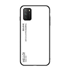 Carcasa Bumper Funda Silicona Espejo Gradiente Arco iris LS1 para Xiaomi Poco M3 Blanco