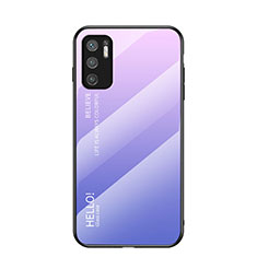 Carcasa Bumper Funda Silicona Espejo Gradiente Arco iris LS1 para Xiaomi POCO M3 Pro 5G Purpura Claro