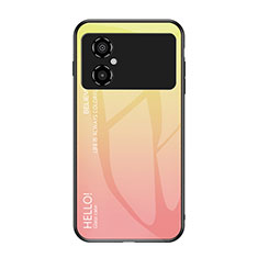 Carcasa Bumper Funda Silicona Espejo Gradiente Arco iris LS1 para Xiaomi Poco M4 5G Amarillo