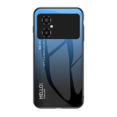 Carcasa Bumper Funda Silicona Espejo Gradiente Arco iris LS1 para Xiaomi Poco M4 5G Azul