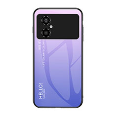 Carcasa Bumper Funda Silicona Espejo Gradiente Arco iris LS1 para Xiaomi Poco M4 5G Purpura Claro