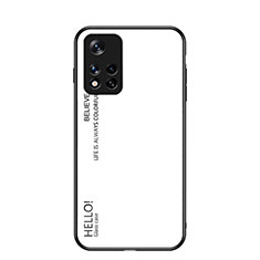 Carcasa Bumper Funda Silicona Espejo Gradiente Arco iris LS1 para Xiaomi Poco M4 Pro 5G Blanco