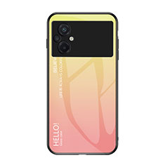 Carcasa Bumper Funda Silicona Espejo Gradiente Arco iris LS1 para Xiaomi Poco M5 4G Amarillo
