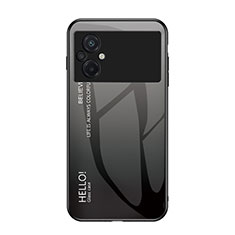 Carcasa Bumper Funda Silicona Espejo Gradiente Arco iris LS1 para Xiaomi Poco M5 4G Gris Oscuro