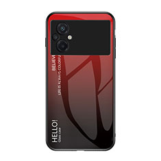 Carcasa Bumper Funda Silicona Espejo Gradiente Arco iris LS1 para Xiaomi Poco M5 4G Rojo