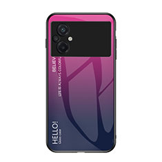 Carcasa Bumper Funda Silicona Espejo Gradiente Arco iris LS1 para Xiaomi Poco M5 4G Rosa Roja