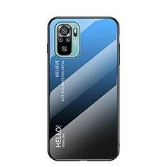Carcasa Bumper Funda Silicona Espejo Gradiente Arco iris LS1 para Xiaomi Poco M5S Azul