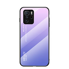 Carcasa Bumper Funda Silicona Espejo Gradiente Arco iris LS1 para Xiaomi Poco X3 GT 5G Purpura Claro