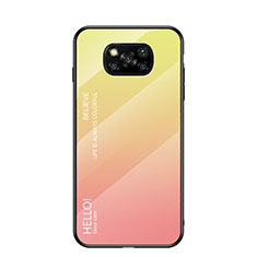 Carcasa Bumper Funda Silicona Espejo Gradiente Arco iris LS1 para Xiaomi Poco X3 Pro Amarillo