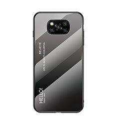 Carcasa Bumper Funda Silicona Espejo Gradiente Arco iris LS1 para Xiaomi Poco X3 Pro Gris Oscuro