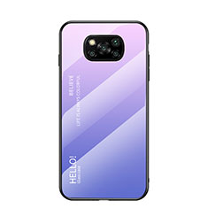 Carcasa Bumper Funda Silicona Espejo Gradiente Arco iris LS1 para Xiaomi Poco X3 Pro Purpura Claro