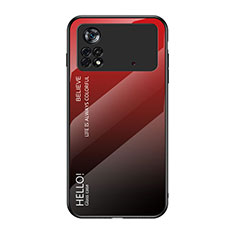 Carcasa Bumper Funda Silicona Espejo Gradiente Arco iris LS1 para Xiaomi Poco X4 Pro 5G Rojo