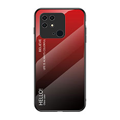 Carcasa Bumper Funda Silicona Espejo Gradiente Arco iris LS1 para Xiaomi Redmi 10 Power Rojo