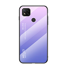 Carcasa Bumper Funda Silicona Espejo Gradiente Arco iris LS1 para Xiaomi Redmi 10A 4G Purpura Claro