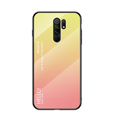 Carcasa Bumper Funda Silicona Espejo Gradiente Arco iris LS1 para Xiaomi Redmi 9 Amarillo