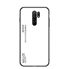 Carcasa Bumper Funda Silicona Espejo Gradiente Arco iris LS1 para Xiaomi Redmi 9 Blanco