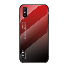 Carcasa Bumper Funda Silicona Espejo Gradiente Arco iris LS1 para Xiaomi Redmi 9A Rojo