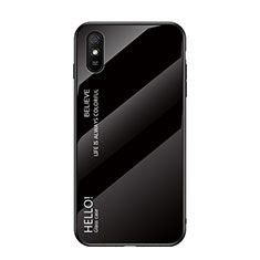 Carcasa Bumper Funda Silicona Espejo Gradiente Arco iris LS1 para Xiaomi Redmi 9AT Negro