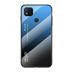 Carcasa Bumper Funda Silicona Espejo Gradiente Arco iris LS1 para Xiaomi Redmi 9C Azul
