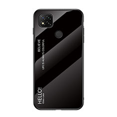 Carcasa Bumper Funda Silicona Espejo Gradiente Arco iris LS1 para Xiaomi Redmi 9C Negro