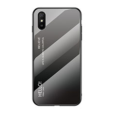 Carcasa Bumper Funda Silicona Espejo Gradiente Arco iris LS1 para Xiaomi Redmi 9i Gris Oscuro
