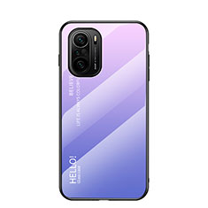 Carcasa Bumper Funda Silicona Espejo Gradiente Arco iris LS1 para Xiaomi Redmi K40 Pro 5G Purpura Claro