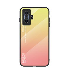 Carcasa Bumper Funda Silicona Espejo Gradiente Arco iris LS1 para Xiaomi Redmi K50 Gaming 5G Amarillo