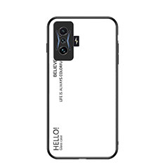 Carcasa Bumper Funda Silicona Espejo Gradiente Arco iris LS1 para Xiaomi Redmi K50 Gaming 5G Blanco