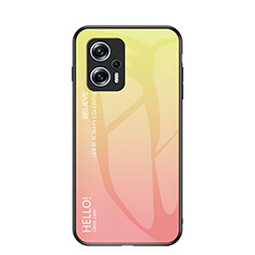 Carcasa Bumper Funda Silicona Espejo Gradiente Arco iris LS1 para Xiaomi Redmi K50i 5G Amarillo