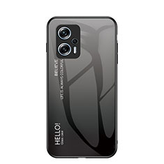 Carcasa Bumper Funda Silicona Espejo Gradiente Arco iris LS1 para Xiaomi Redmi K50i 5G Gris Oscuro