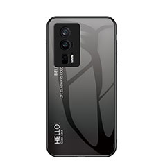 Carcasa Bumper Funda Silicona Espejo Gradiente Arco iris LS1 para Xiaomi Redmi K60 5G Gris Oscuro