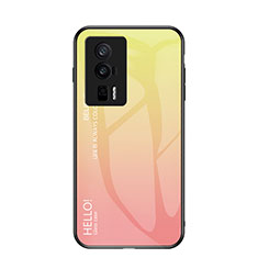 Carcasa Bumper Funda Silicona Espejo Gradiente Arco iris LS1 para Xiaomi Redmi K60 Pro 5G Amarillo