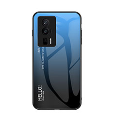 Carcasa Bumper Funda Silicona Espejo Gradiente Arco iris LS1 para Xiaomi Redmi K60 Pro 5G Azul