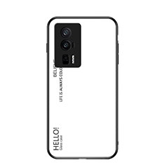 Carcasa Bumper Funda Silicona Espejo Gradiente Arco iris LS1 para Xiaomi Redmi K60 Pro 5G Blanco