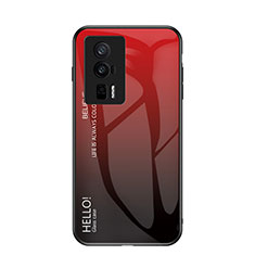 Carcasa Bumper Funda Silicona Espejo Gradiente Arco iris LS1 para Xiaomi Redmi K60 Pro 5G Rojo