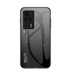 Carcasa Bumper Funda Silicona Espejo Gradiente Arco iris LS1 para Xiaomi Redmi K60E 5G Gris Oscuro