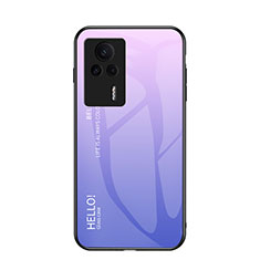 Carcasa Bumper Funda Silicona Espejo Gradiente Arco iris LS1 para Xiaomi Redmi K60E 5G Purpura Claro