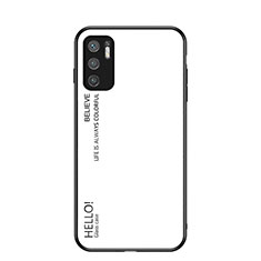 Carcasa Bumper Funda Silicona Espejo Gradiente Arco iris LS1 para Xiaomi Redmi Note 10 5G Blanco