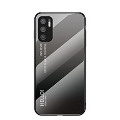 Carcasa Bumper Funda Silicona Espejo Gradiente Arco iris LS1 para Xiaomi Redmi Note 10 5G Gris Oscuro