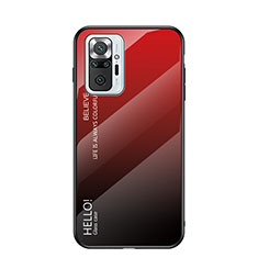 Carcasa Bumper Funda Silicona Espejo Gradiente Arco iris LS1 para Xiaomi Redmi Note 10 Pro 4G Rojo