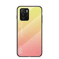 Carcasa Bumper Funda Silicona Espejo Gradiente Arco iris LS1 para Xiaomi Redmi Note 10 Pro 5G Amarillo