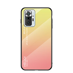 Carcasa Bumper Funda Silicona Espejo Gradiente Arco iris LS1 para Xiaomi Redmi Note 10 Pro Max Amarillo