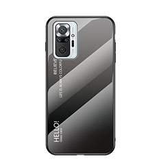 Carcasa Bumper Funda Silicona Espejo Gradiente Arco iris LS1 para Xiaomi Redmi Note 10 Pro Max Gris Oscuro