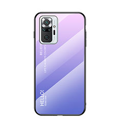 Carcasa Bumper Funda Silicona Espejo Gradiente Arco iris LS1 para Xiaomi Redmi Note 10 Pro Max Purpura Claro