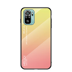 Carcasa Bumper Funda Silicona Espejo Gradiente Arco iris LS1 para Xiaomi Redmi Note 10S 4G Amarillo