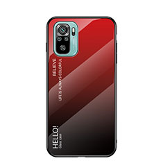 Carcasa Bumper Funda Silicona Espejo Gradiente Arco iris LS1 para Xiaomi Redmi Note 10S 4G Rojo