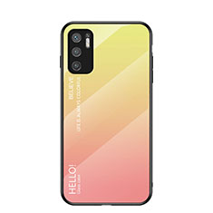 Carcasa Bumper Funda Silicona Espejo Gradiente Arco iris LS1 para Xiaomi Redmi Note 10T 5G Amarillo