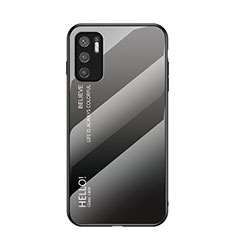 Carcasa Bumper Funda Silicona Espejo Gradiente Arco iris LS1 para Xiaomi Redmi Note 10T 5G Gris Oscuro