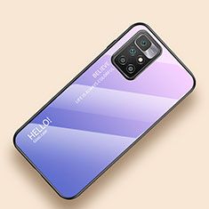 Carcasa Bumper Funda Silicona Espejo Gradiente Arco iris LS1 para Xiaomi Redmi Note 11 4G (2021) Purpura Claro